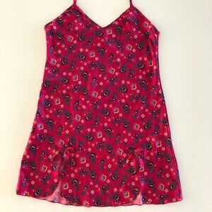Cool Clothing V Neck Floral Print Chemise with Adjustable Straps Pink Sz M